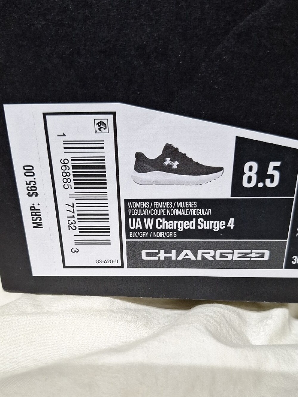Under Armour Women's Black & White Lightweight Mesh Trainers - Picture 7 of 7